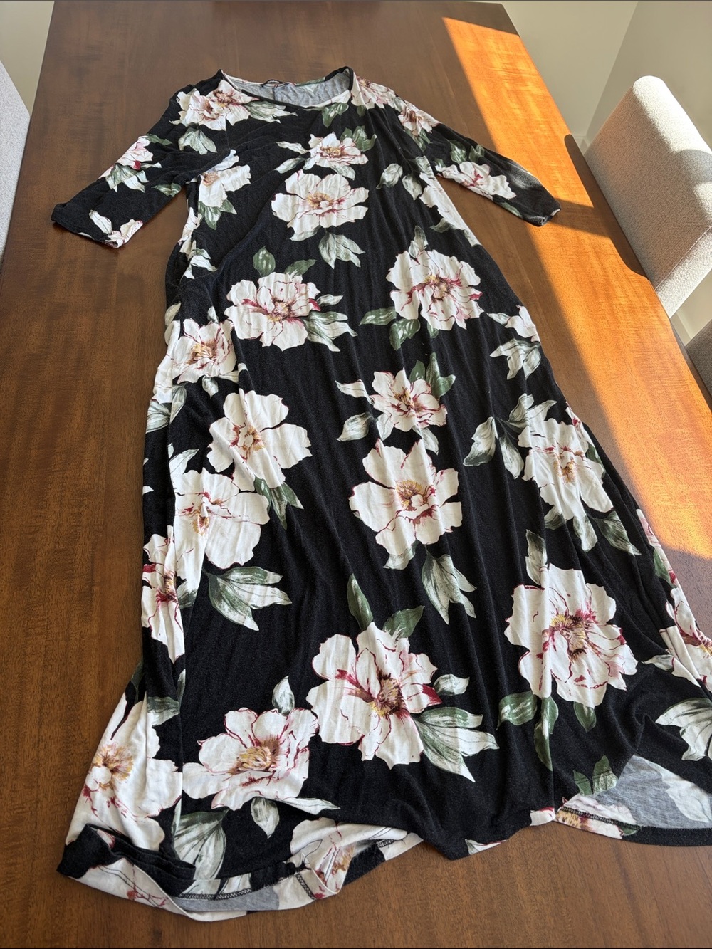 Annabelle Black Maxi Dress with White Floral Print